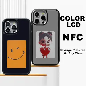 Apple NFC Smart Screen Phone Case, Ai DIY Design Pattern, iPhone 11/12/13/14/15/16 Pro/Pro Max Plus Customizable NFC Zero Power Wireless DIY Image Display Protection Shockproof TPU Casing