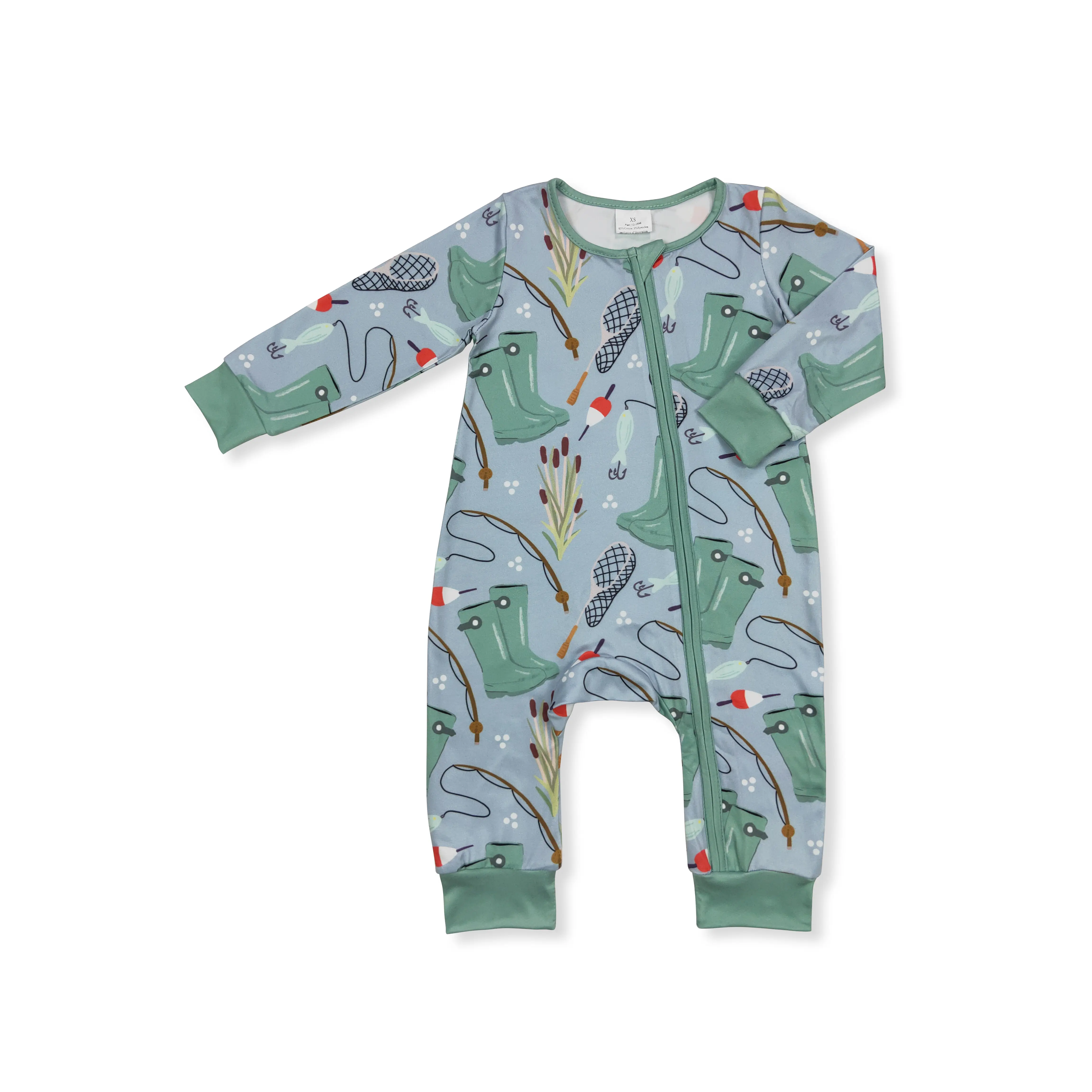 Fun Themed Toddler Onesie Bodysuit with 'Going Fishing' Print, Cute Soft Fabric Long Sleeve Baby Outfit, Fun Themed Bodysuits