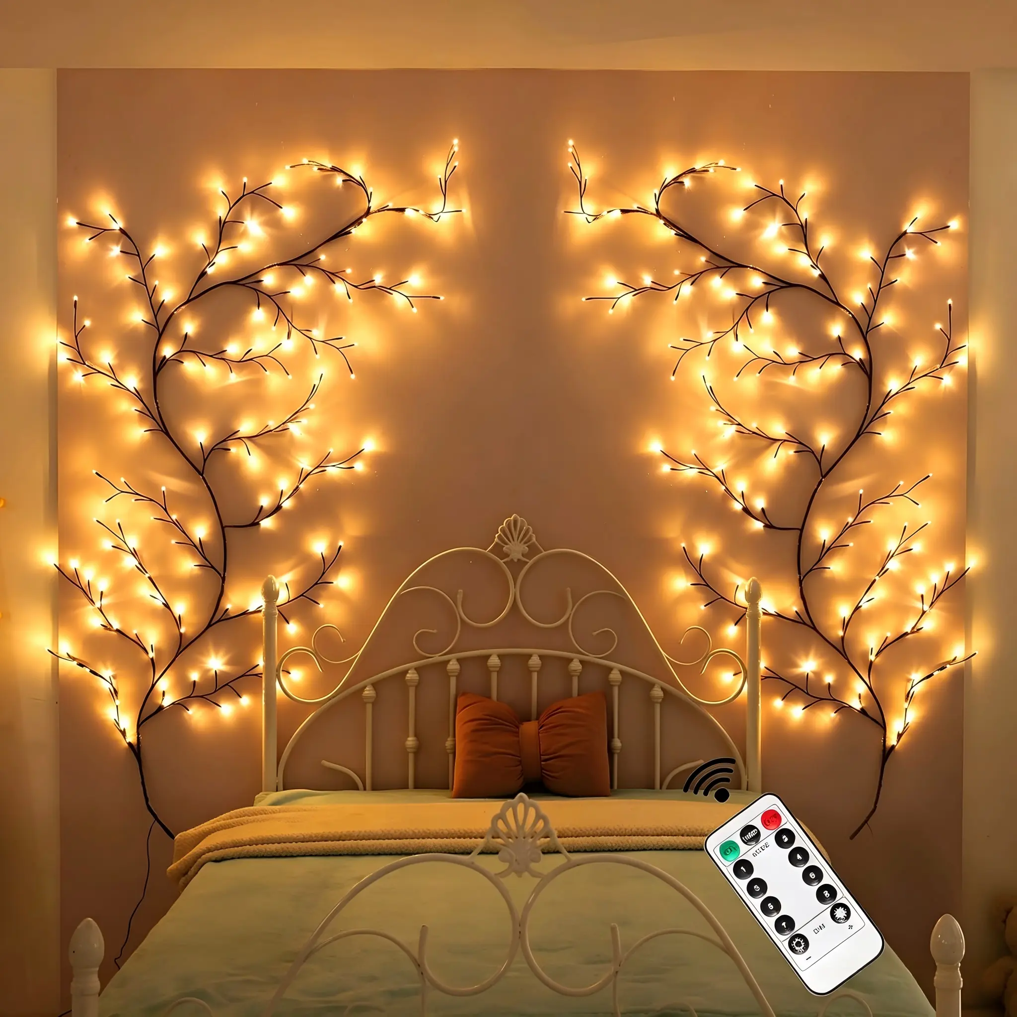 Tree Branch Design Light with Remote Control 7.55FT 144LED USB charging for Wall Decoration, Ambient Light Fixture