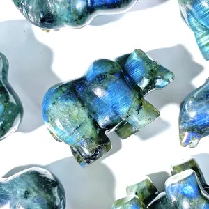 Labradorite bear-crystal carving