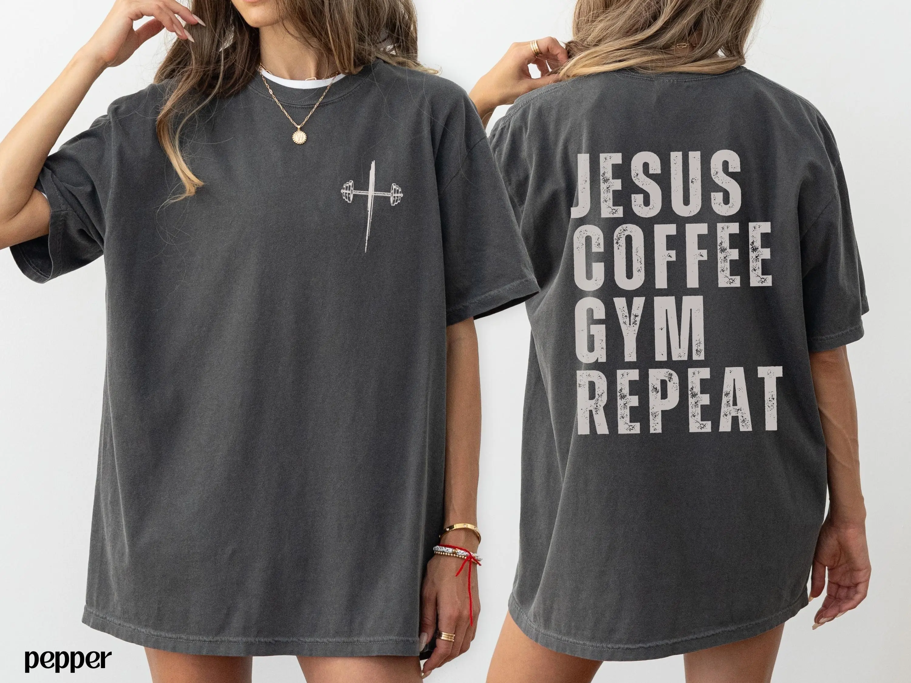 Comfort Colors® Gym Coffee Jesus Shirt Christian Pump Cover Jesus Weightlifting Shirt Faith Apparel Christian Activewear Women Gym Shirt Workout Tshirt