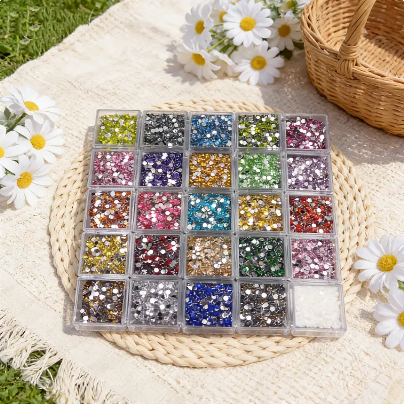 3mm Round 5D Flatback Glossy Resin Rhinestones - 25 Colors, High-Shine Gems for DIY Enthusiasts, Manicure Nail Decor Home Supplies