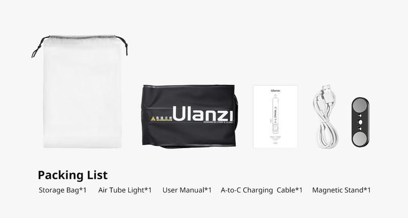 Ulanzi Portable Inflatable Air Tube Light UA12/UA20 , Handheld Magnetic 12W/20W 2700K to 6500K CRI 95+ Air Video Streaming Light 1/4 Mount Photography Lighting Stick
