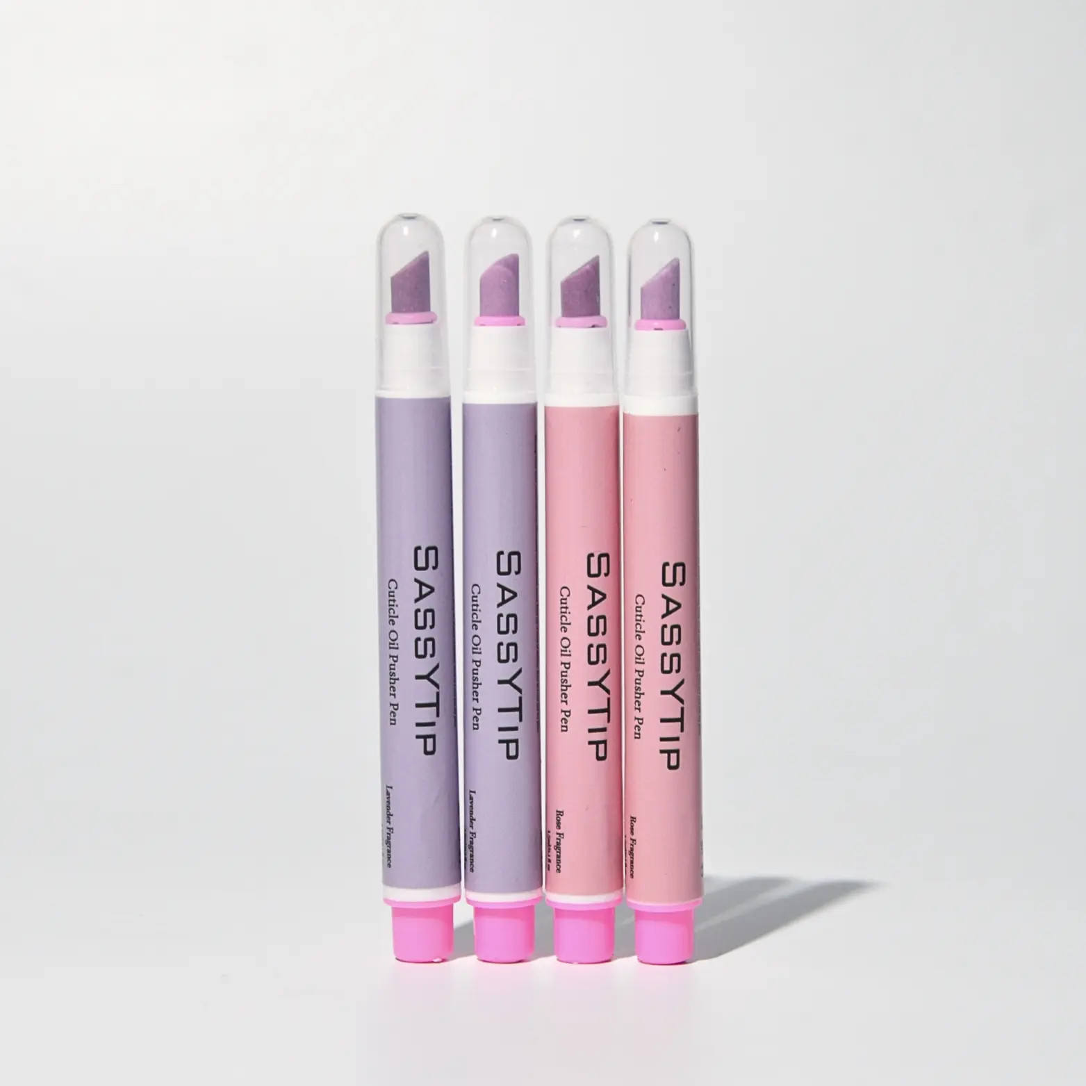 Pinkfishes SASSYtip Cuticle Pusher & Oil Pen, Lavender Scented Exfoliator & Conditioner with Oil-Infused Ceramic Tip for Smooth Manicure & Nail Care, Travel Size 1.5ml, Circular Scrub