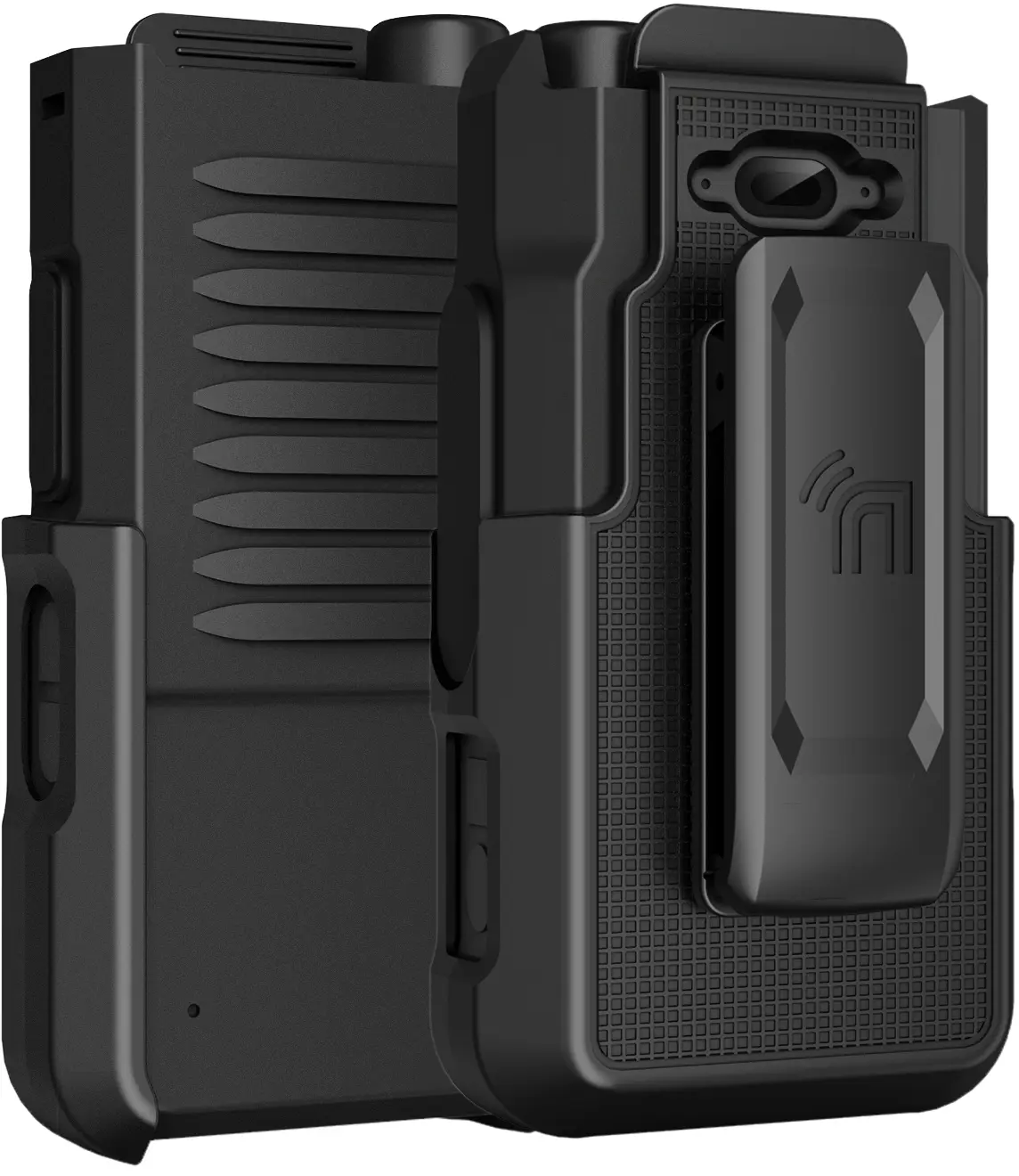 Holster for Siyata SD7 Radio, Nakedcellphone [Rotating/Ratchet] Belt Clip Holder Case with Secure Latch - Black