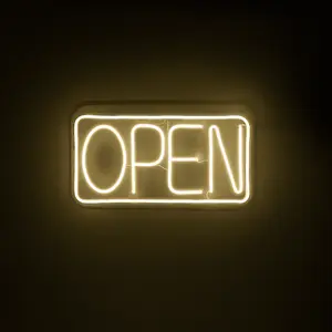 Horizontal Open Dimmable Neon Sign Warm White LED Lights for Business Window Storefront Restaurant Hotel Bar Cafe Wall Decor