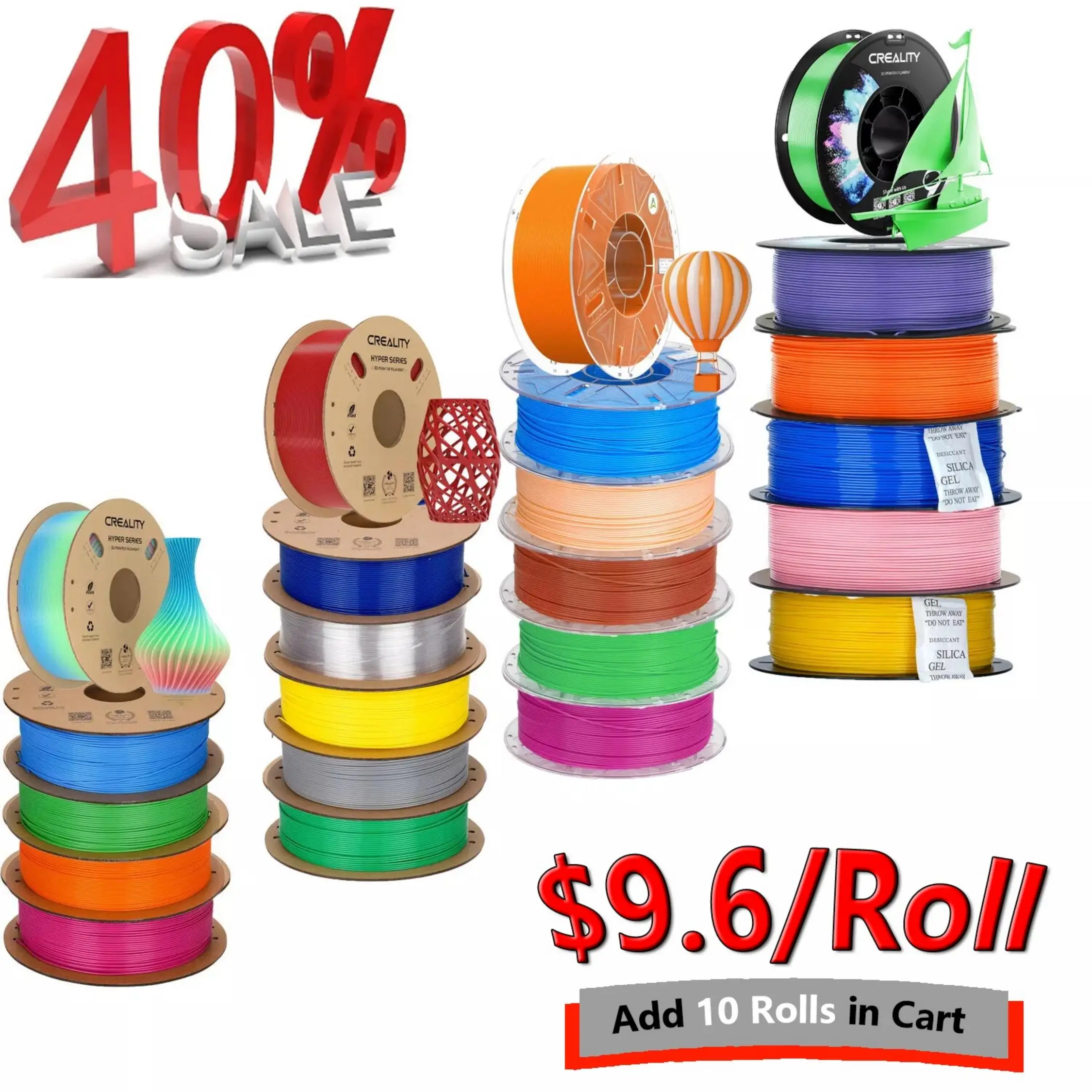 CREALITY 3D Creality Soleyin Ultra/Hyper RFID/CR Series 1.75mm Filaments Ultra PLA MATTE PETG Silk PLA TPU Carbon PC ABS High Precision 1KG Spools Eco