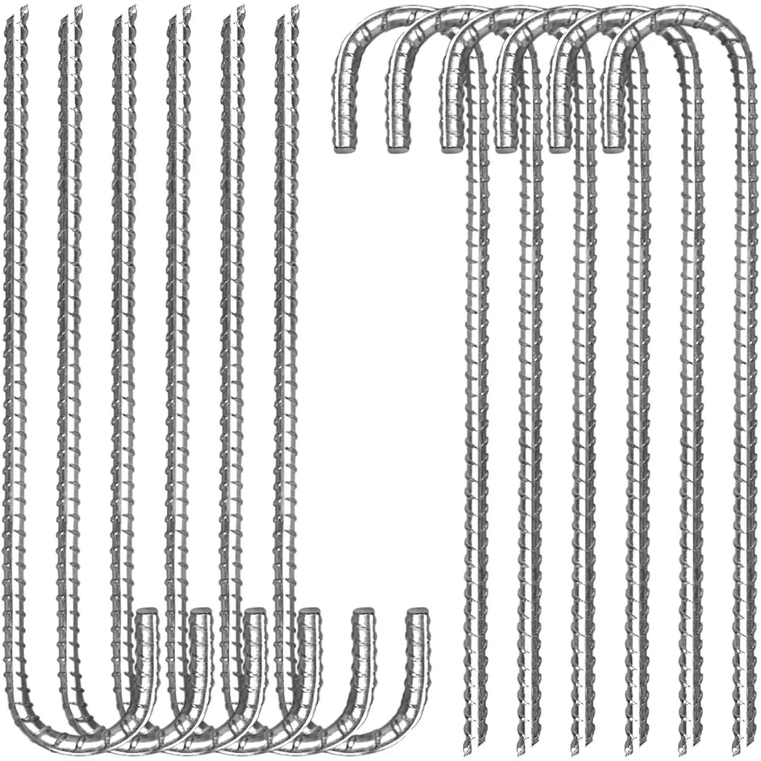12 Pack 12 Inch Rebar Stakes Heavy Duty J Hook Ground Anchors, Anti Rust Metal Steel Tent Stakes Garden Fence Stakes,