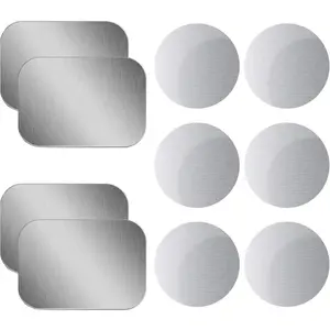 Mount Metal Plate For Phone Magnet Car Mount Holder Cradle With Adhesive, Universal Replacement Sticker Compatible With Magnetic Mounts-10 Pack Silver (4 Rectangle and 6 Round)