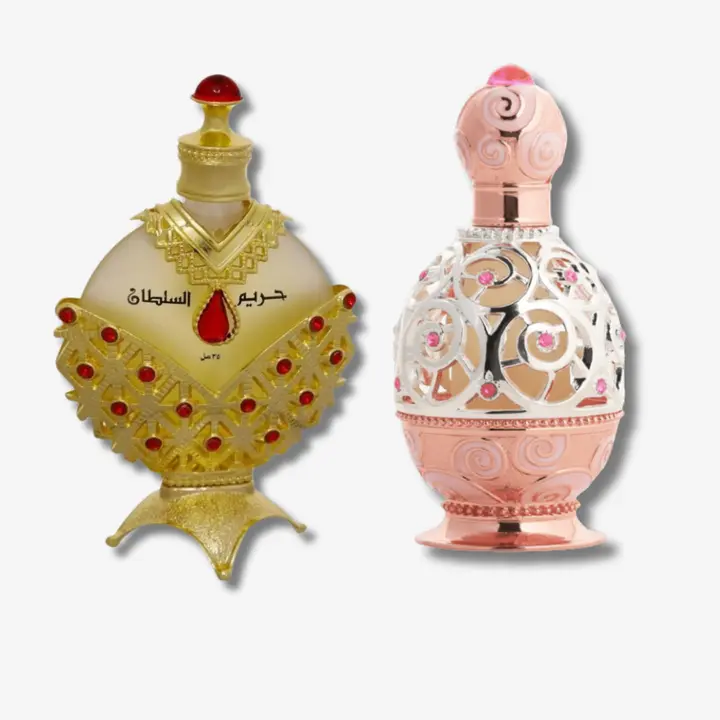 Khadlaj Concentrated Perfume Oils Bundle: Haneen Rose Gold 20ml Concentrated Perfume Oil + Hareen Al Sultan Gold 35ml Concentrated Oil: