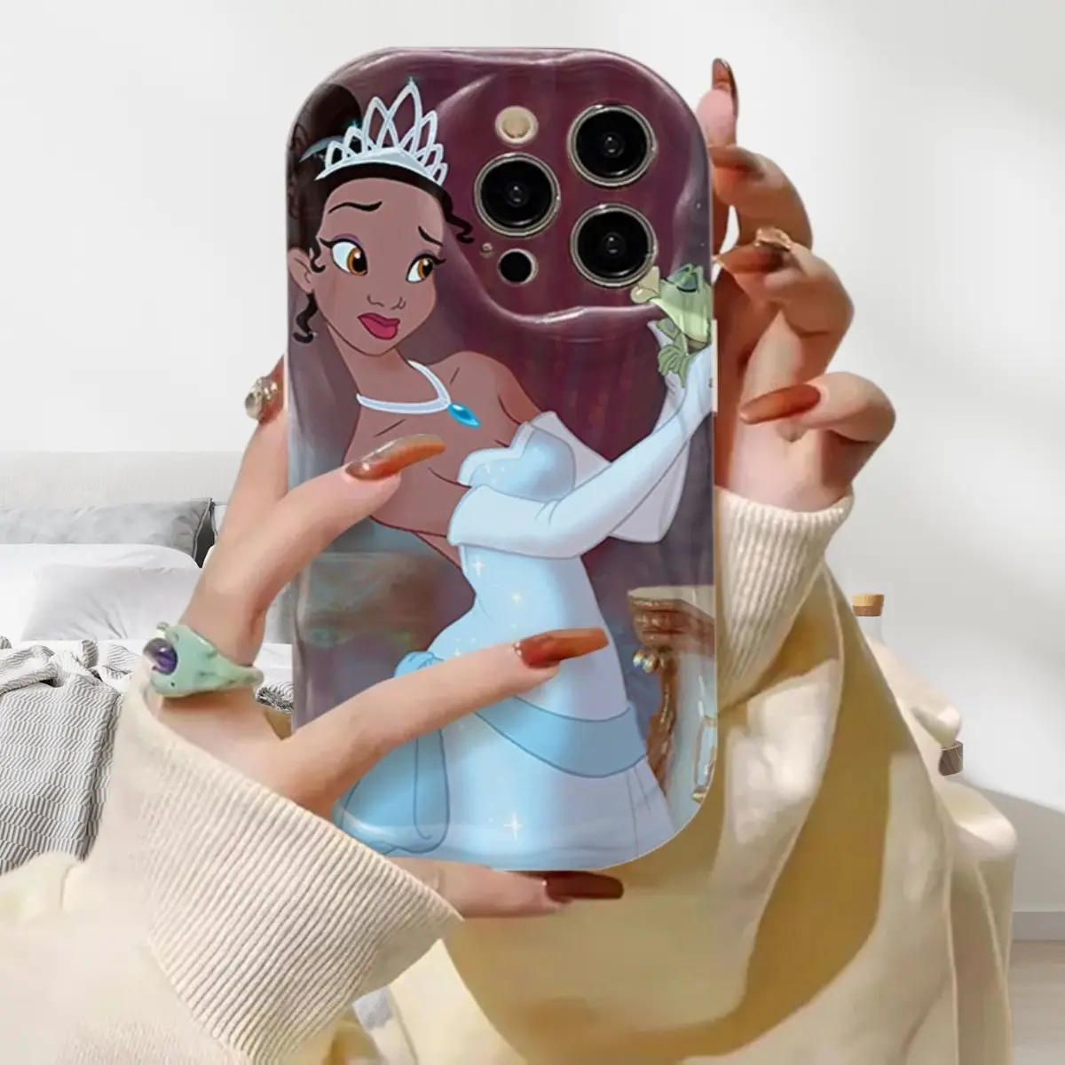 1pc  Series phone case, The theme is Princess Tiana  princess animation film, for iPhone 17 Air 16 15 14 13 12 11 Pro Max Plus-Cute cartoon designs, Mother's Day gifts, birthday gifts, other holiday gifts.
