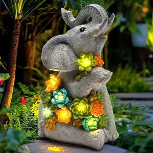 Solar Garden Statues,Outdoor Solar Elephant/Turtle/Dinosaur Statue Crafts,Suitable For Gardens, Courtyard Paths, Yards, Terraces,Mom,Mother's Day Gifts,Housewarming,Gardening Gift,Garden Accessories