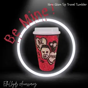 16oz GlamSip Rhinestone Tumbler-Be Mine Michael Myers Edition Drinkware
