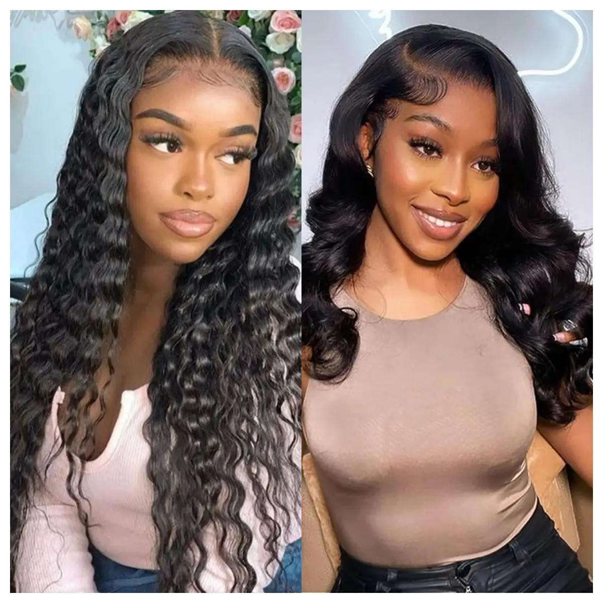 【28inch+22inch】Only $109.99 13x4 Deep Wave Wig Lace Front Wigs Human Hair 180% Density HD Transparent Lace Frontal Wigs Human Hair Pre Plucked With Baby Hair