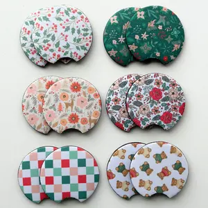 Winter Neoprene Car Coasters | Set of 2 | Stylish Protection for Your Cup Holders