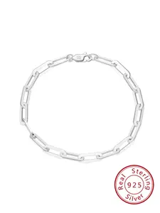 925 Sterling Silver Simple Paperclip Chain Bracelet, Fashionable Jewelry for Women & Men, Trendy All-match & Exquisite Jewelry for Birthday Gift, High Quality Bracelet