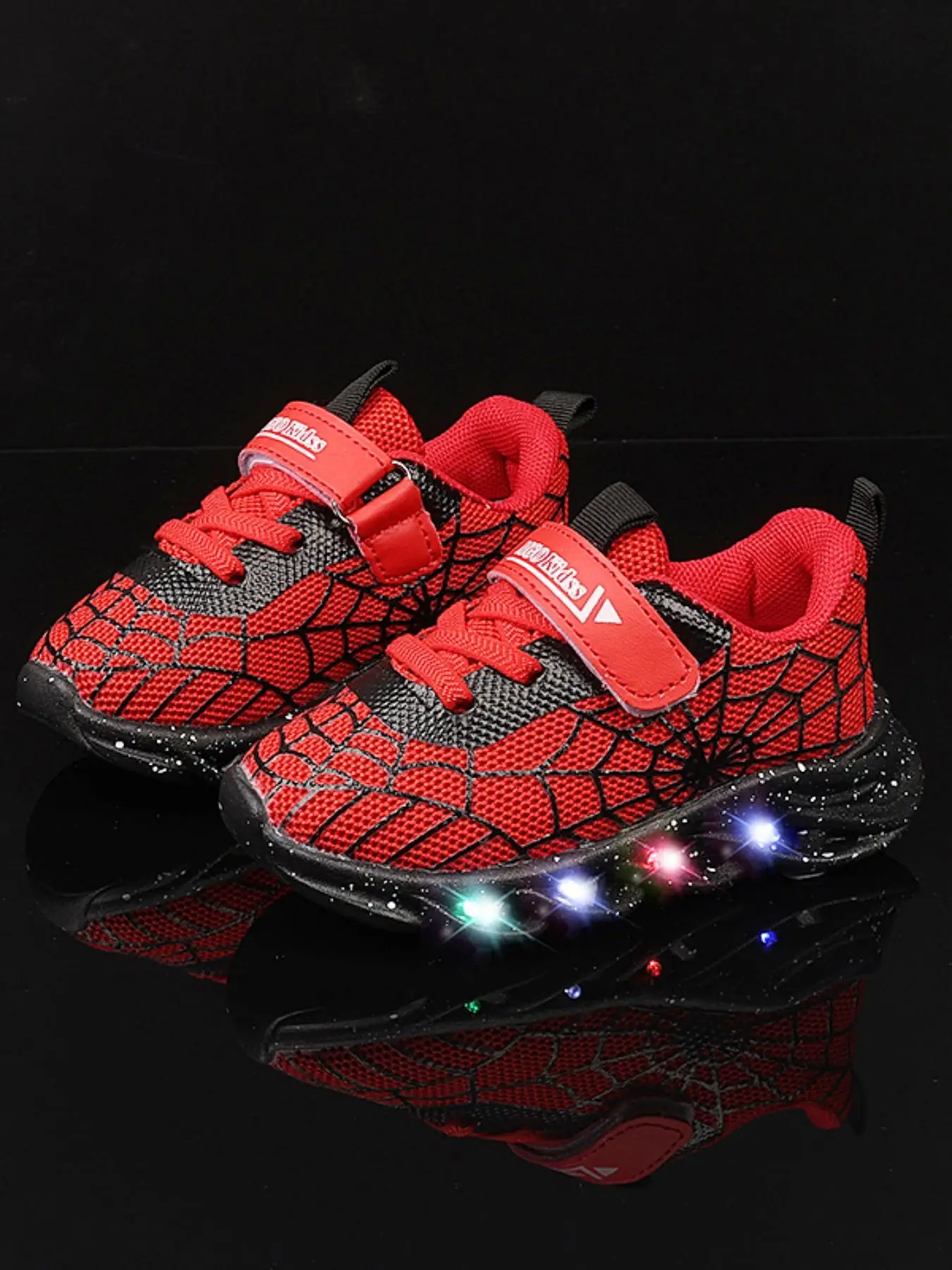 Boy's Fashionable Spider Web Design Sneakers, Casual Comfortable Breathable Sports Running Shoes, LED Light Up Shoes for Daily Wear