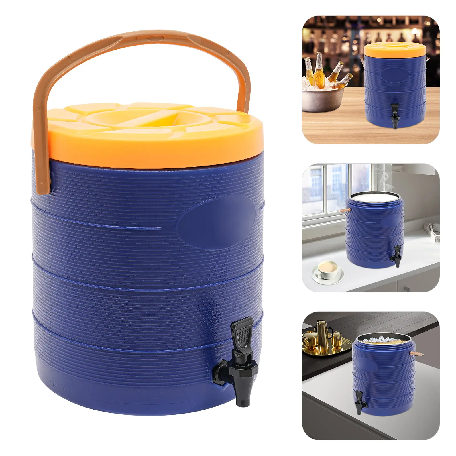 Stainless Steel Insulated Beverage Dispenser, 6.6 Gal with Spigot for Hot & Cold Drinks, Kitchenware Party Drinkware Jug