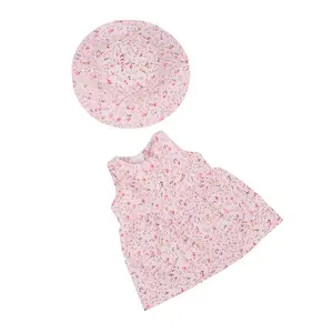 Handmade Flower Dress with Hat, Fits 18 Inch American Dolls and 43 Cm Baby Dolls, Halloween Christmas Gift, Doll Clothing Accessories, Doll Clothes Set