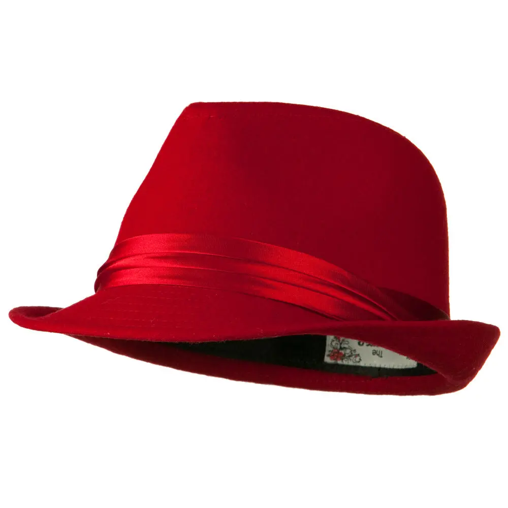 Fedora with Pleated Satin Band Fedora with Pleated Satin Band