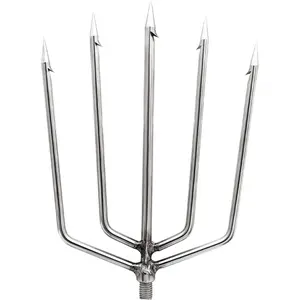 Fishing Harpoon, Stainless Steel Fishing Barbed Spear  Alloy Rod Gig Gaff with 8mm Screw for Outdoor Fishing Landing Large Fish Frog