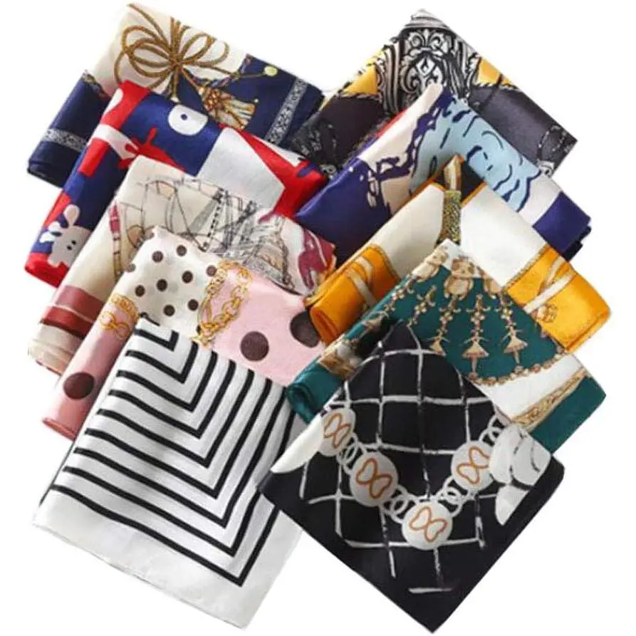 10 count Silk Feeling Satin HeadScarf  Hair Small Square Scarf Color Random 19.7 * 19.7 inches)