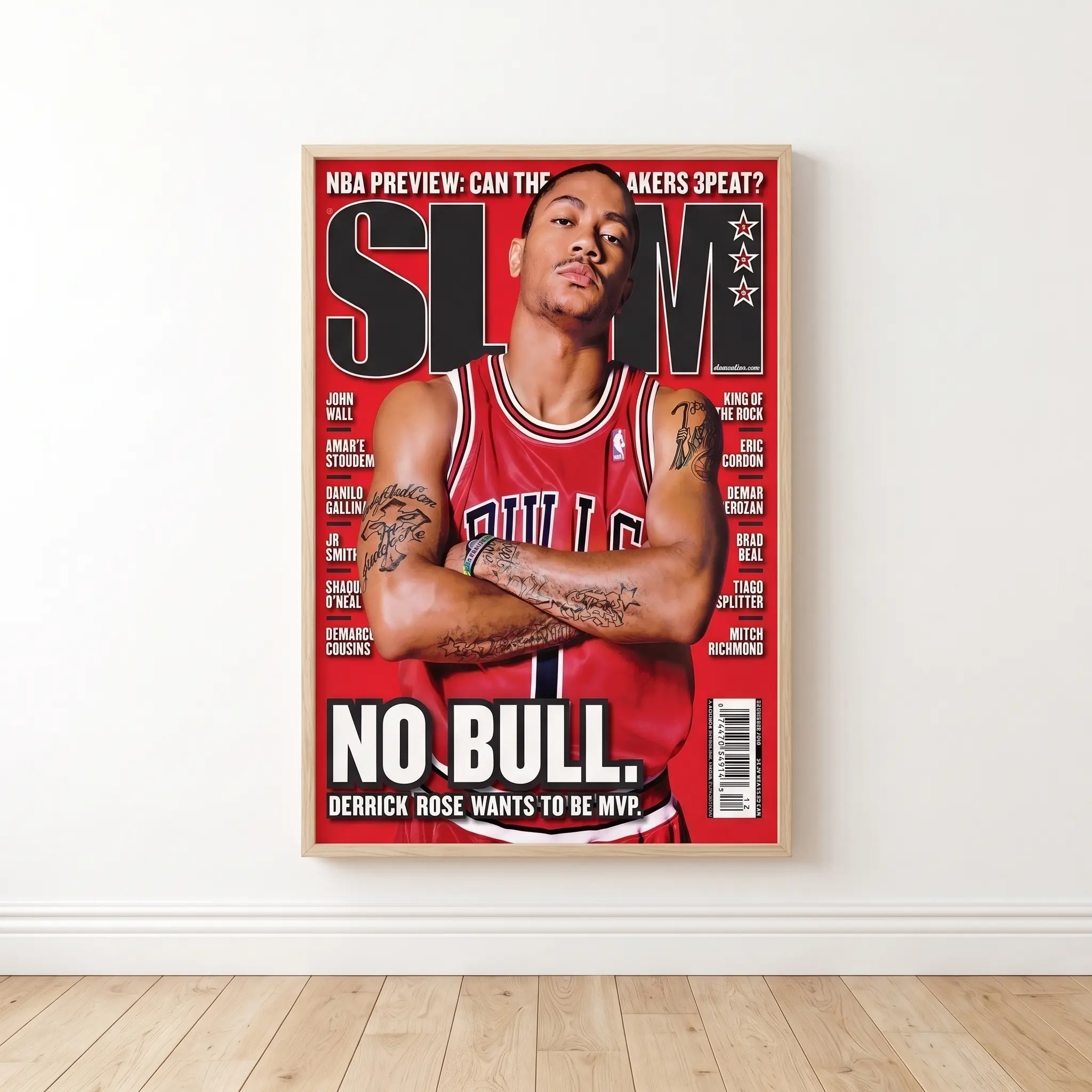 Derrick Rose Slam Cover Poster, Basketball Unframed Wall Art Print, Sports Room Decor
