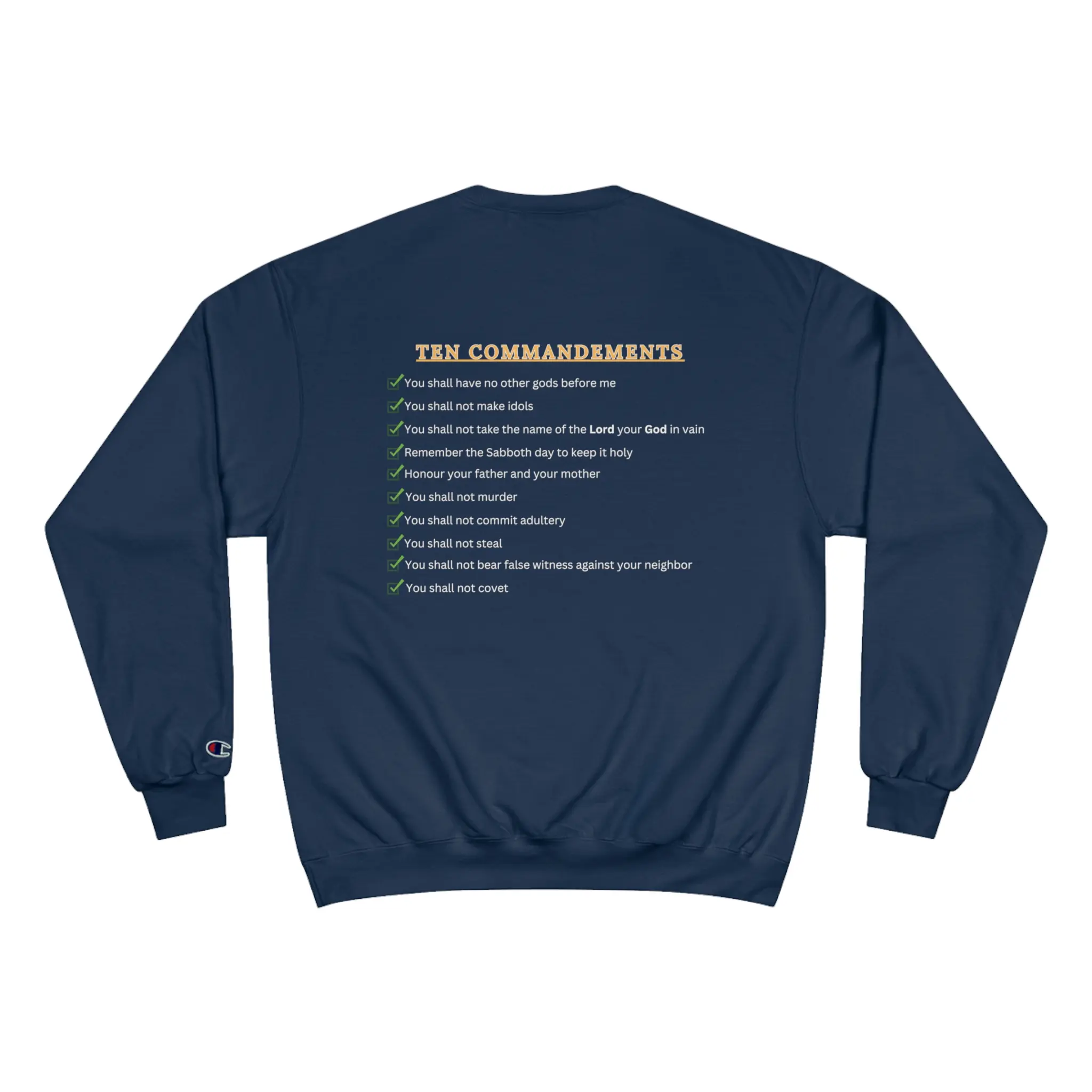 Ten Commandments x Champion Sweatshirt, Christian Apparel, Christian, Faith-based
