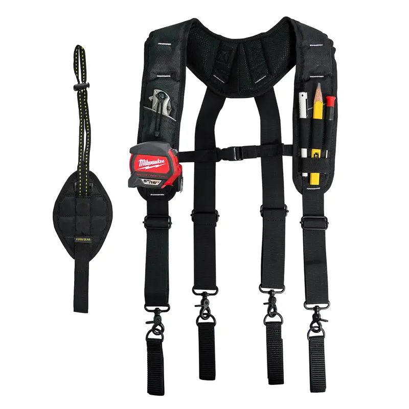 KUNN Tool Belt Suspenders for Men with Magnetic Wristband,Heavy Duty Work Suspender for Construction Electricians Carpenter Framer Tool Belts