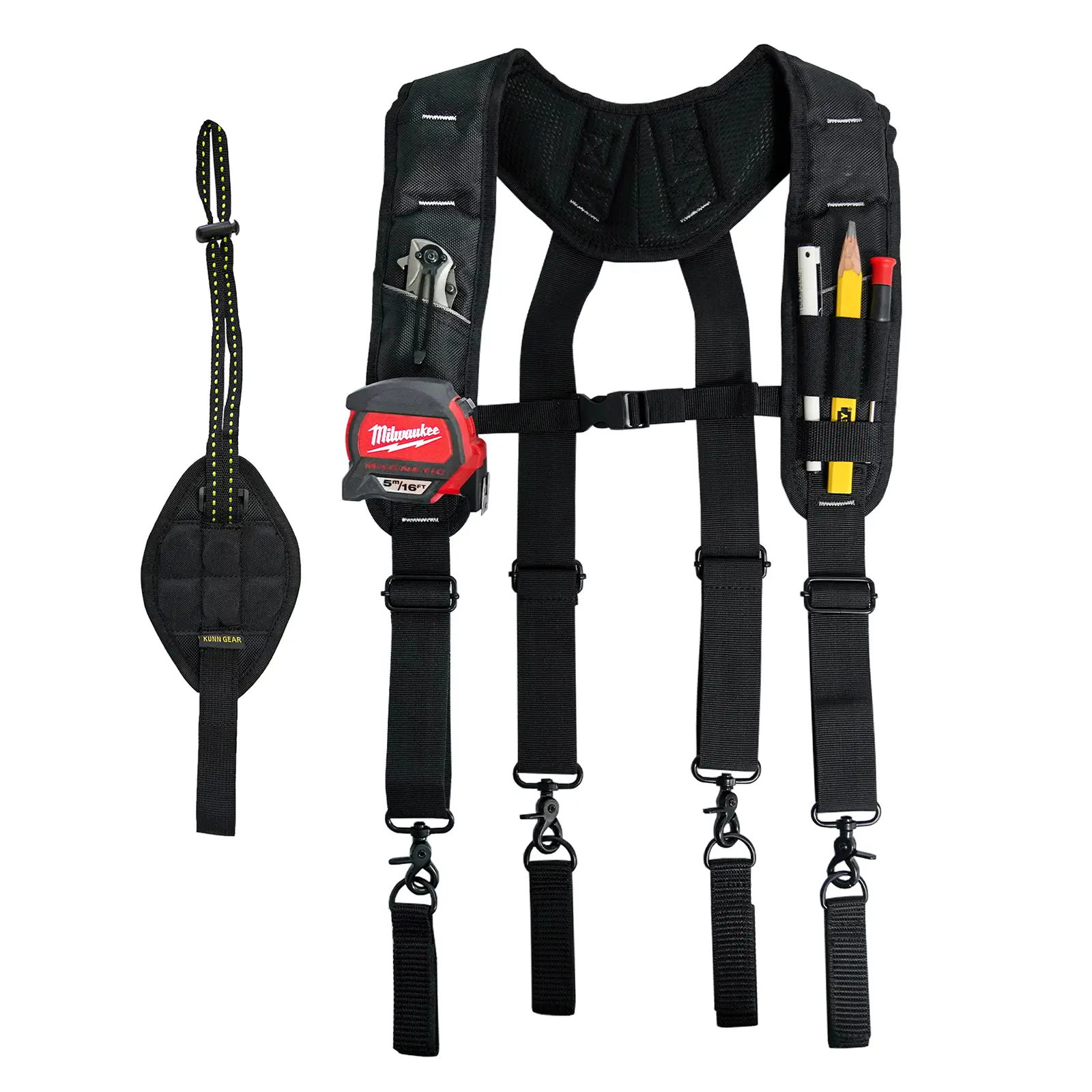 KUNN Tool Belt Suspenders for Men with Magnetic Wristband,Heavy Duty Work Suspender for Construction Electricians Carpenter Framer Tool Belts