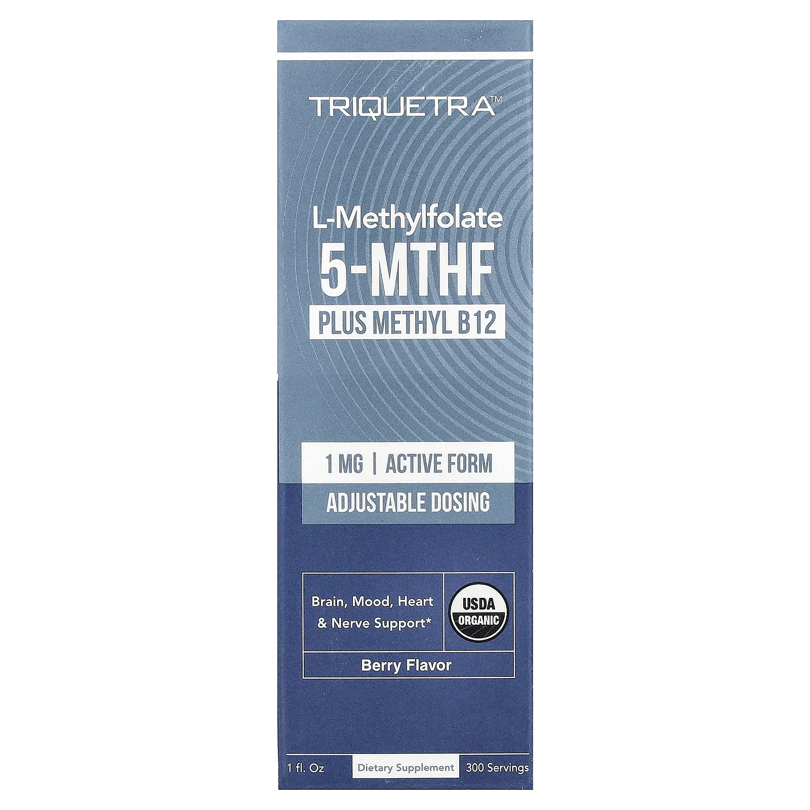 Triquetra Health L-Methylfolate 5-MTHF Plus Methyl B12, Berry, 1 fl oz