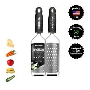 Microplane Gourmet Series Extra Coarse Grater – Razor-Sharp Stainless Steel Blades for Cheese, Vegetables, and Fruits with Ergonomic Soft Grip Handle