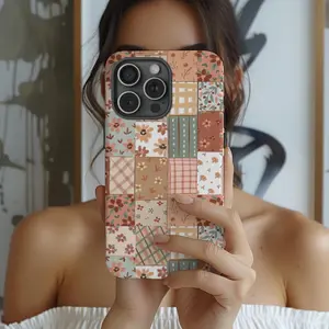 This beautifully patterned floral and checkered phone case is a durable 2-in-1 protector for iPhone 17/16/15/14/13/12/11 Pro Max/Plus/Pro and Galaxy S25/S24/S23 Ultra. Durable, stylish, and protective, it makes a perfect birthday gift for a friend.