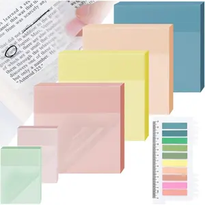 500 Sheets Transparent Sticky Notes with Index Tab,  &  Clear Sticky Notes Sets, See-Through PET Sticky Note, 5X The Sticking Power Translucent Sticky Note Pad, 7 Pads