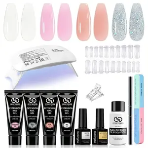 All-in-One Nail Gel and Lamp Nail Art Kit, Gel Nail Set, 4 Color Gel Nail Polish & UV Lamp & Nail Art Tools, Professional Nail Art Kit for Women & Girls, Nail Manicure Kit