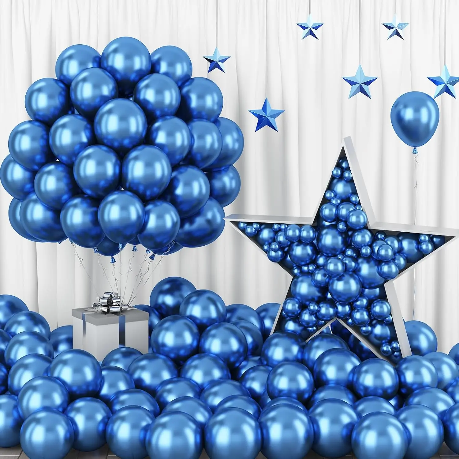Metallic Blue Balloons - 100 Packs, 5 Inch Chrome Blue Latex Balloons for Parties: Birthday, Graduation,  Shower, Wedding, Space Theme