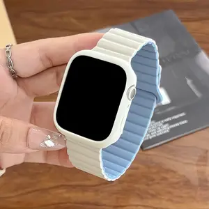 Fashionable Adjustable Magnetic Silicone Watch Strap & Soft Cute Case for Apple Watch 38-49mm Series Ultra/se/10-1 Intelligent Water Resistant Accessories