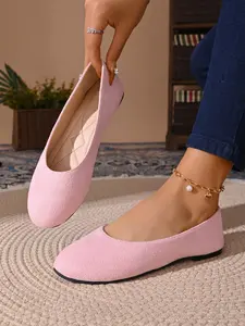 Women's New Versatile Flat Shoes, Velvety Low-Top Round Toe, Soft Sole Office Career Women's Shoes, Lightweight Comfortable Fashion, Casual Trendy Flat, Round Toe Flats