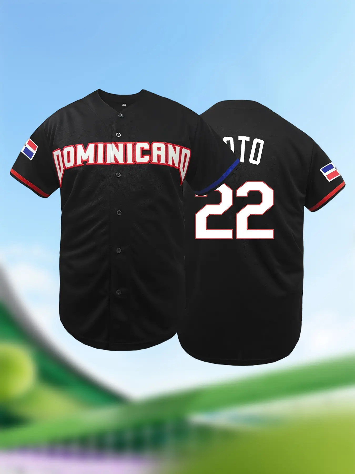 Men's Dominican #22 Baseball Jersey , Sports Jersey , Sports Tops , Classic Retro Letter Embroidery Design , Breathable Short Sleeve T-Shirt , For Training Competition