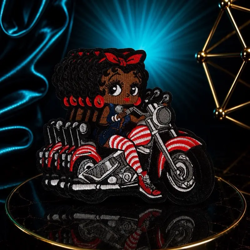 Biker Girl Iron On Patch