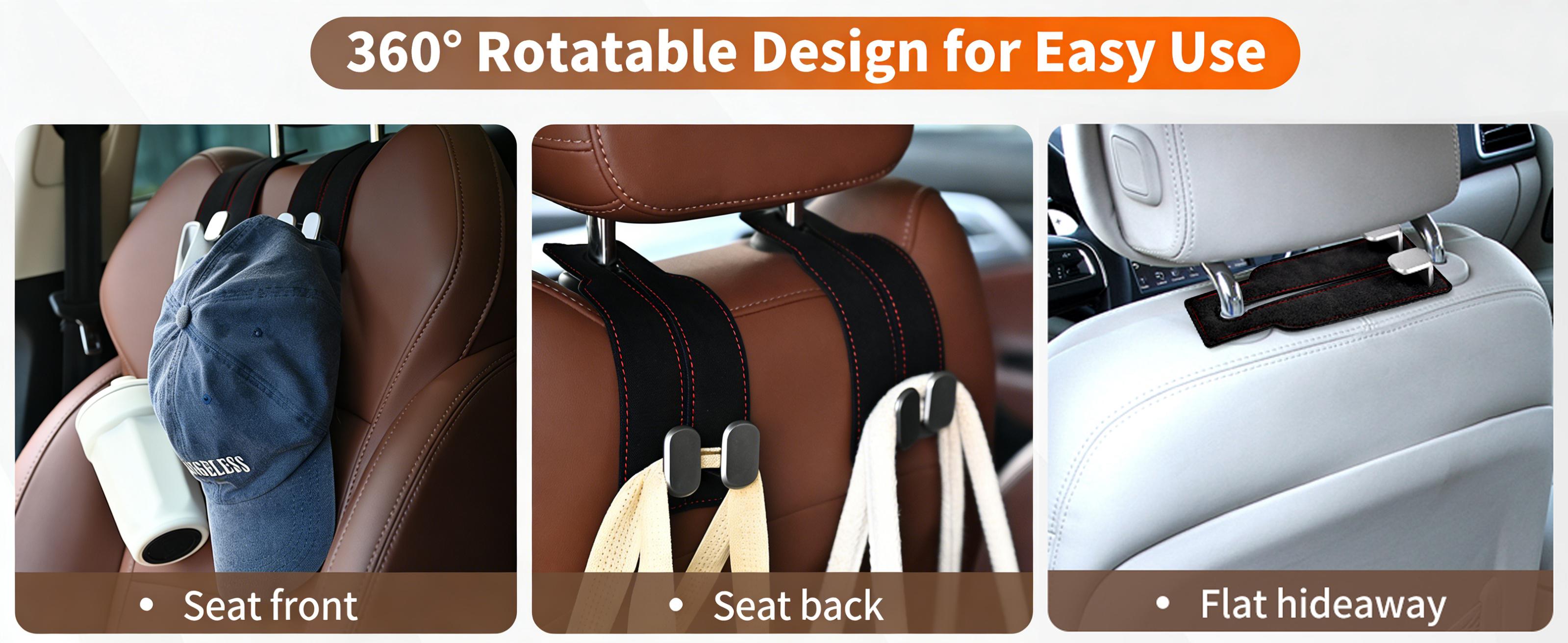 Car Seat Headrest Hooks for Purses and Bags, 2026 New Car Purse Hook Seat Back Hanger Storage Organizer, Leather Purse Hook for Car