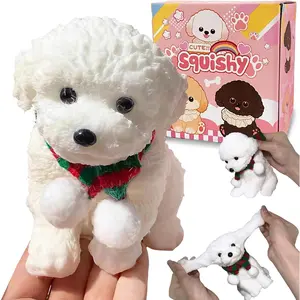 Big Taba Squishy Dog, Handmade Squishy Dog Stress Relief Toy, Sensory Fidget Toys for Kids & Adults, Cute & Soft Teddy Dog Design, Squeeze Toys Gift for Relaxation and Fun (White Teddy Dog)