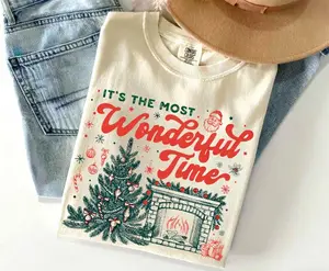 Comfort Colors Christmas Time Shirt, It's The Most Wonderful Time Shirt, Christmas Tee, Vintage Christmas Tee, Retro Christmas T-Shirt