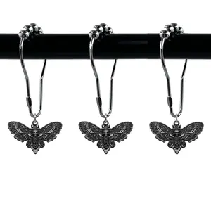 Creative Metal Bath Curtain Hook (12pcs/box), Skull Face Insect Anti-rust Bath Ring, Home Bathroom Decoration, Bathroom Decoration Accessories