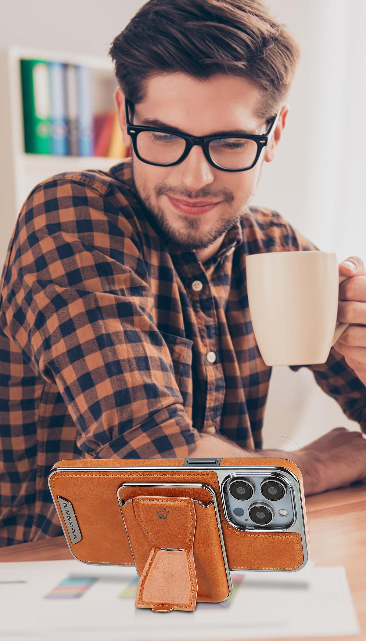 New Genuine Leather Magnetic Card Bag Stand Phone Case Detachable Card Bag 2-in-1 Design For iPhone17ProMax/16Pro/15Plus/14/13/12Pro Full Shockproof High-end Business Protective Cover For Men And Women