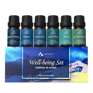ASAKUKI Essential Oils Premium Blends for Diffusers for Home, Well-Being Kit, Fresh Fragrance Scent for Home, Air Freshening, Relax Aromatherapy Oils for Humidifiers, Massage, Home Smell Good, Wellness Solution, Therapeutic Sweet Dreams, 6x10ml