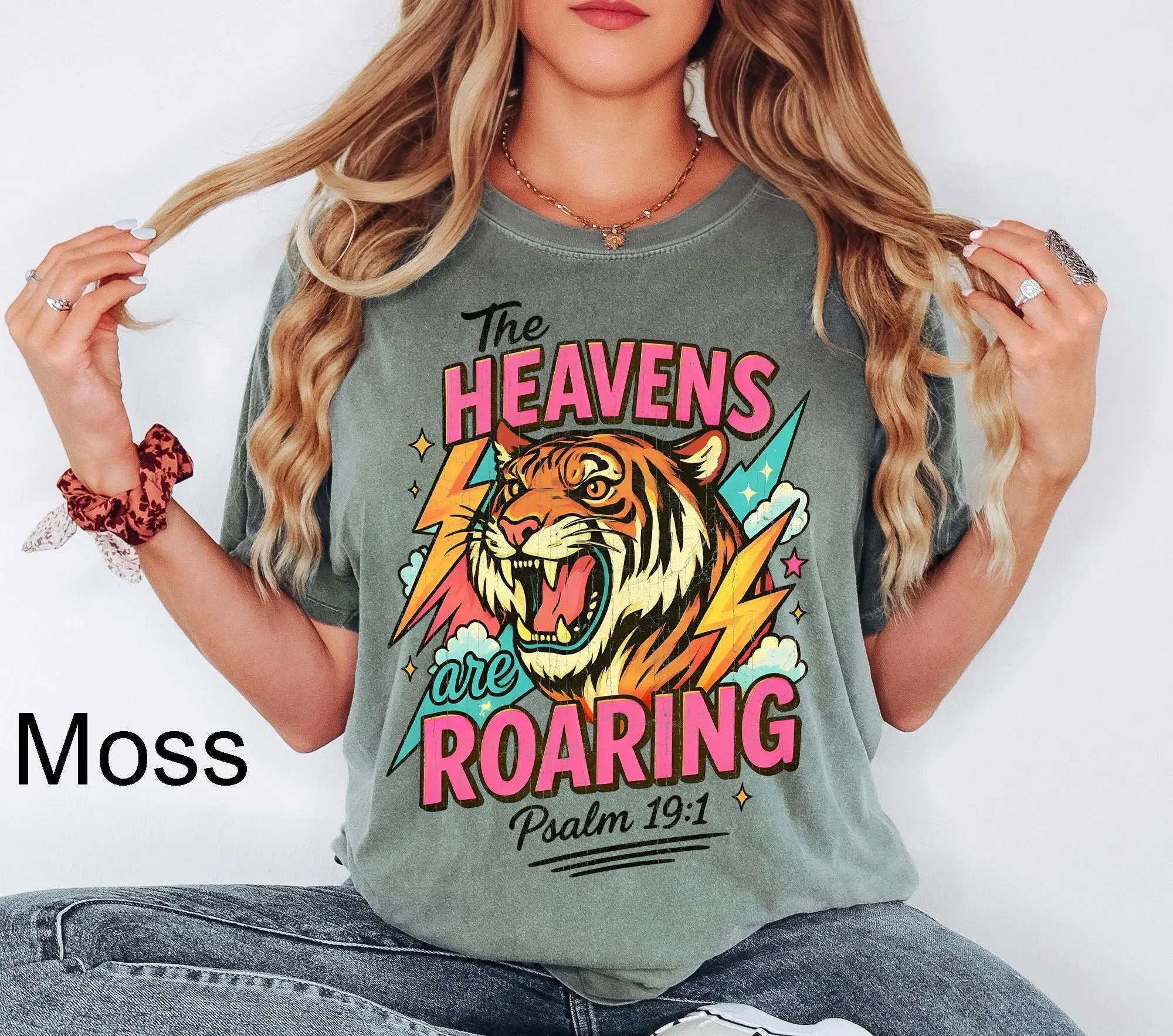 Comfort Colors The Heavens Are Roaring Shirtretro Christian Tee The Heavens Are Roaring Christian Apparel Tee Bible Verse Christian Woman