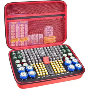 Organizer Case, 150+  Storage Holder Container with Tester. Garage Organization Box for  AAA 9V C D Lithium 3V LR44 CR2016 CR1632 CR2032 CR2025 (Not Includes  Pack) -Red