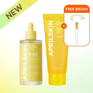 [APRILSKIN Official] 2-Step Smooth Skin & Brightening SetㅣCalendula Peel Off mask & A.C.E Vita Kojic Serum for Brightening of Face & Body | Gentle Exfoliation for Clogged Pores & Dead skin Cells | Korean Skincare for Glass Glow