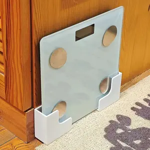 2pcs Wall-Mounted Weight Scale Storage Rack, No-Drill Wall Shelf, Electronic Scale Organizer, Adhesive Installation, Durable Plastic, Bathroom & Home Gym, Wall Mounted Holder